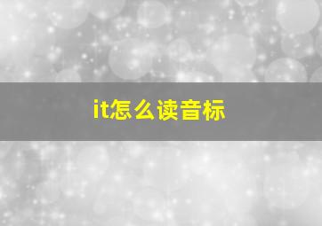 it怎么读音标