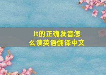 it的正确发音怎么读英语翻译中文