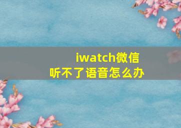 iwatch微信听不了语音怎么办