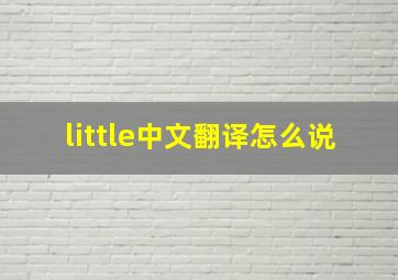 little中文翻译怎么说