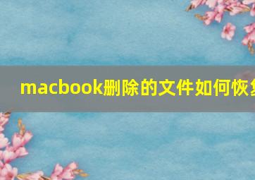 macbook删除的文件如何恢复