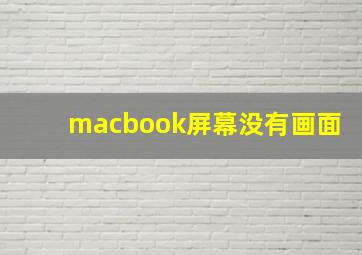 macbook屏幕没有画面