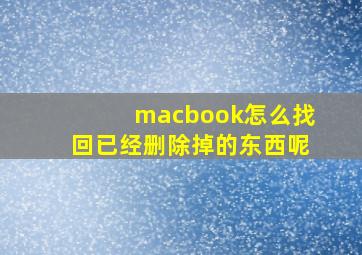 macbook怎么找回已经删除掉的东西呢