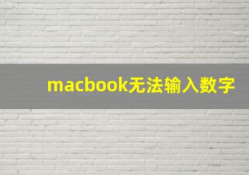 macbook无法输入数字