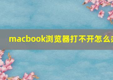 macbook浏览器打不开怎么办