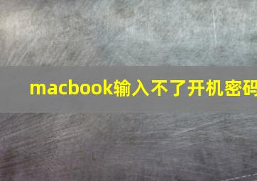 macbook输入不了开机密码