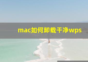 mac如何卸载干净wps