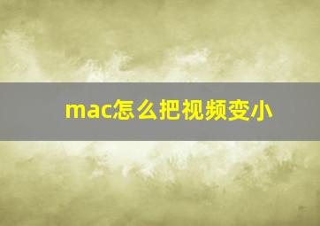 mac怎么把视频变小