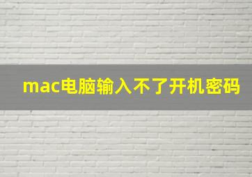 mac电脑输入不了开机密码