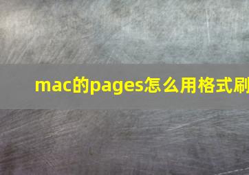 mac的pages怎么用格式刷