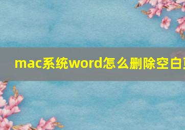 mac系统word怎么删除空白页