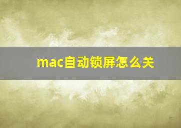 mac自动锁屏怎么关