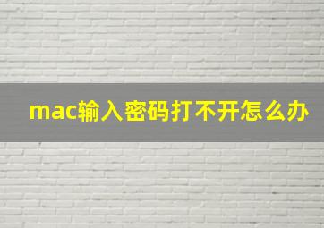 mac输入密码打不开怎么办