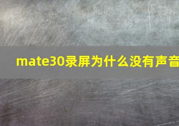 mate30录屏为什么没有声音