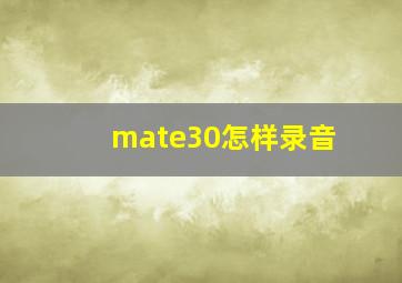 mate30怎样录音