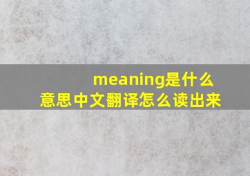 meaning是什么意思中文翻译怎么读出来