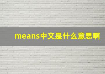 means中文是什么意思啊