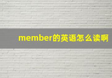 member的英语怎么读啊