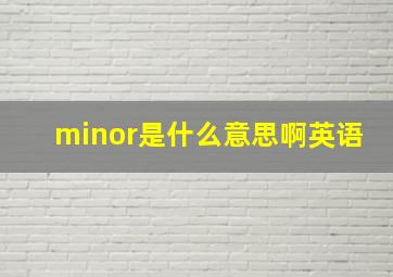 minor是什么意思啊英语