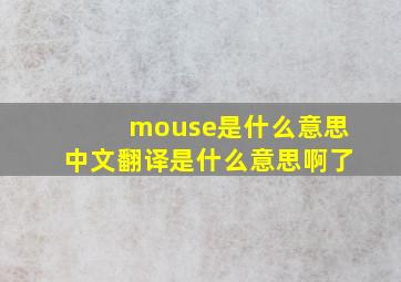 mouse是什么意思中文翻译是什么意思啊了