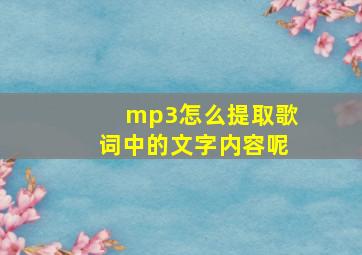 mp3怎么提取歌词中的文字内容呢