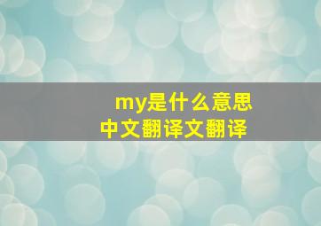 my是什么意思中文翻译文翻译