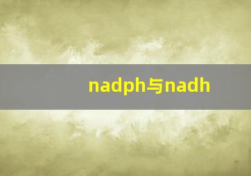 nadph与nadh