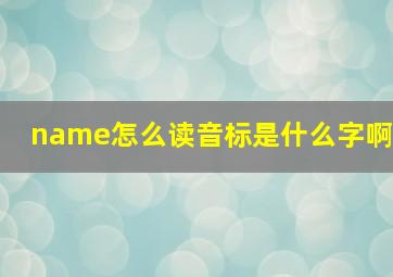 name怎么读音标是什么字啊