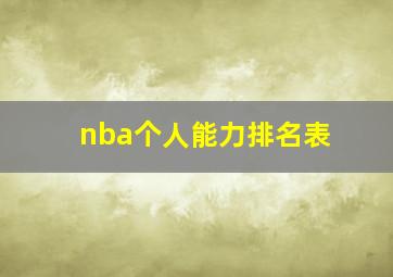 nba个人能力排名表