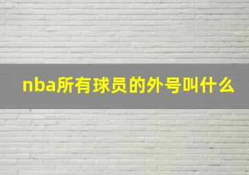 nba所有球员的外号叫什么