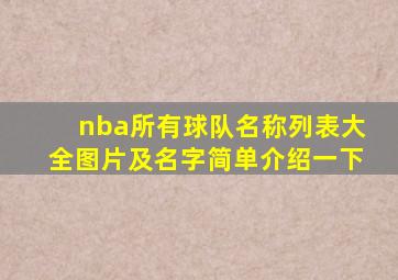 nba所有球队名称列表大全图片及名字简单介绍一下