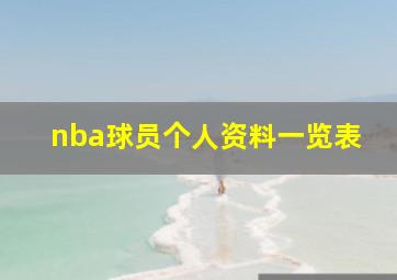 nba球员个人资料一览表