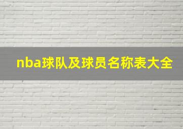 nba球队及球员名称表大全