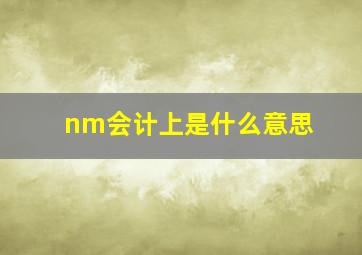 nm会计上是什么意思