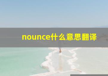 nounce什么意思翻译