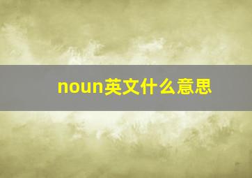 noun英文什么意思