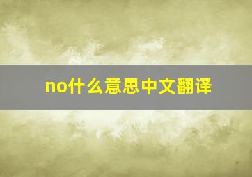 no什么意思中文翻译