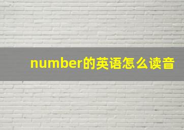 number的英语怎么读音