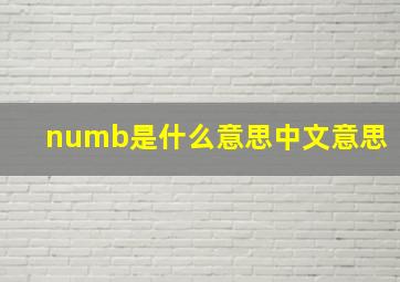 numb是什么意思中文意思