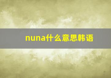 nuna什么意思韩语