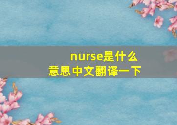 nurse是什么意思中文翻译一下