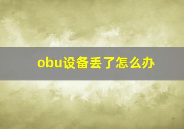 obu设备丢了怎么办