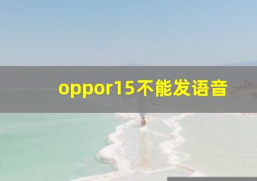 oppor15不能发语音