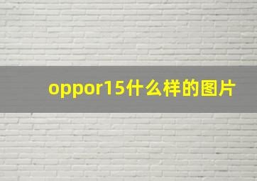 oppor15什么样的图片