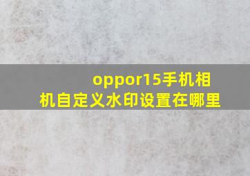 oppor15手机相机自定义水印设置在哪里