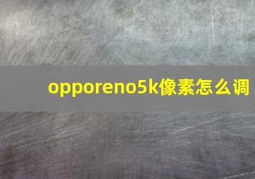 opporeno5k像素怎么调