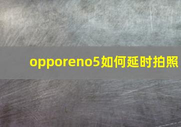 opporeno5如何延时拍照