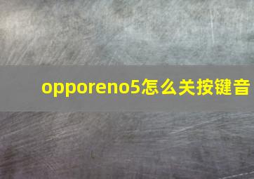 opporeno5怎么关按键音