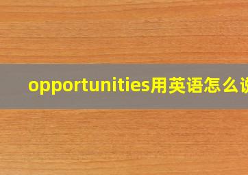 opportunities用英语怎么说