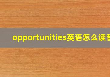 opportunities英语怎么读音